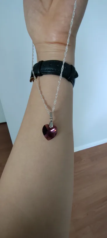 Crystal Heart Pendant Necklace - Silver Chain image indicator(4)