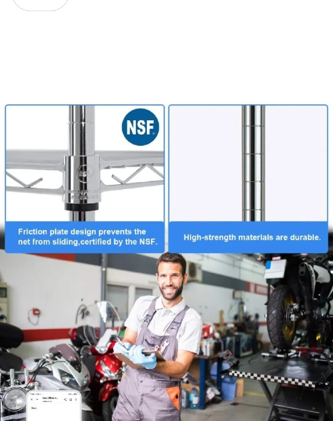 Hevy duty Seville Classics NSF Chrome Shelving. 14"× 36"- 33"H image indicator(10)