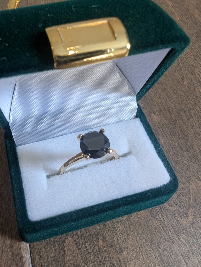 Brand New 10K Yellow Gold Black Diamond Ring For Sale