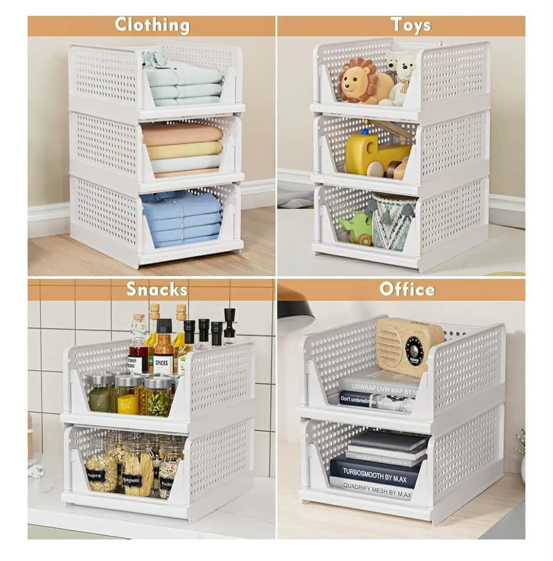 White Stackable Storage Baskets - 5 Tier - photo 2