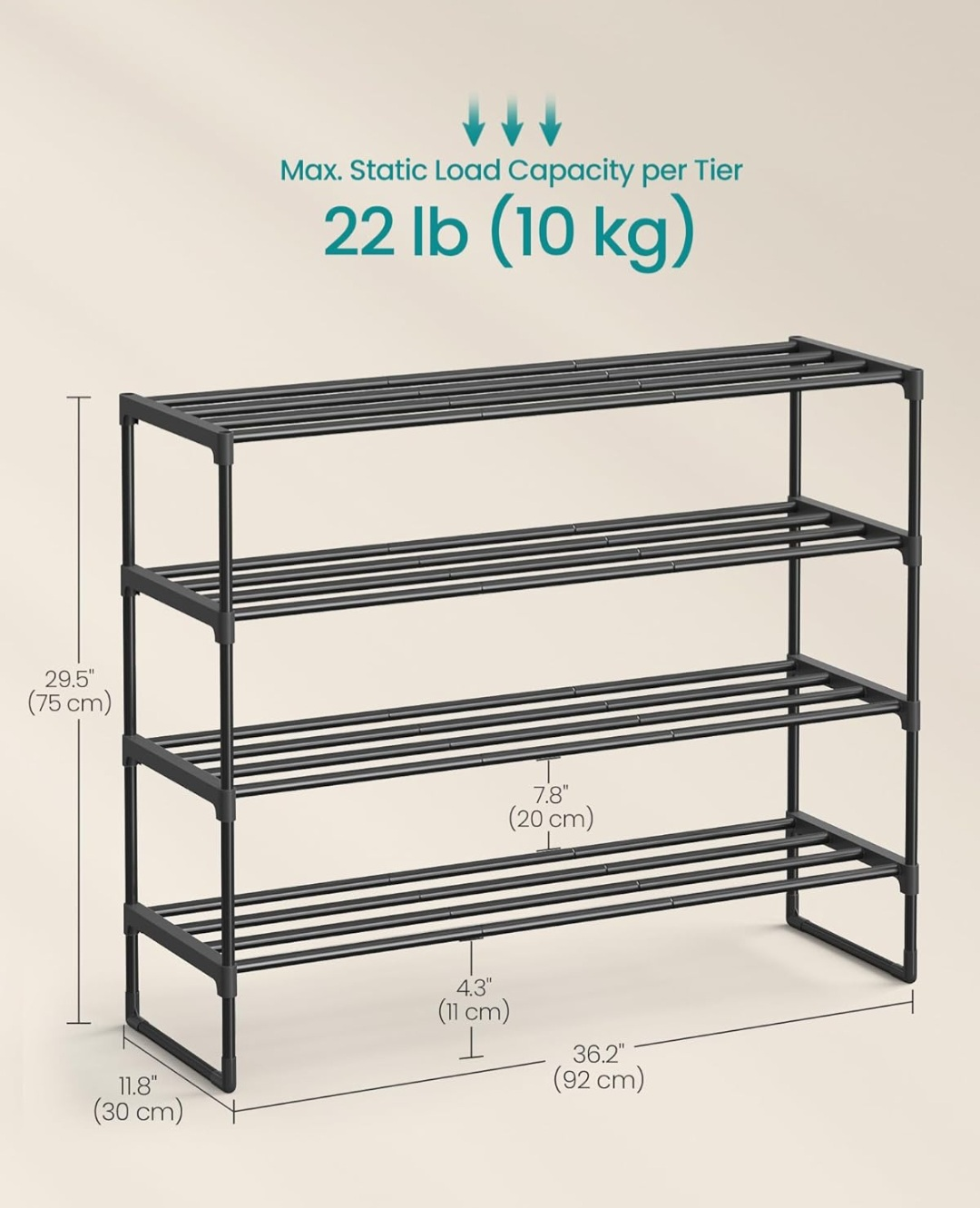 SONGMICS 4-Tier Shoe Rack Organizer - photo 3