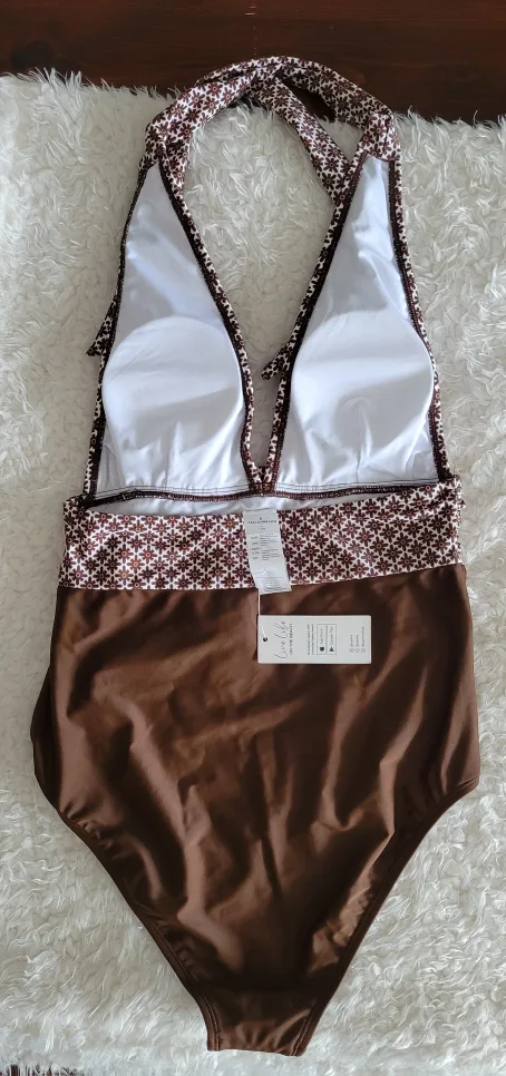BNWT Brown Halter One Piece Swimsuit image indicator(3)
