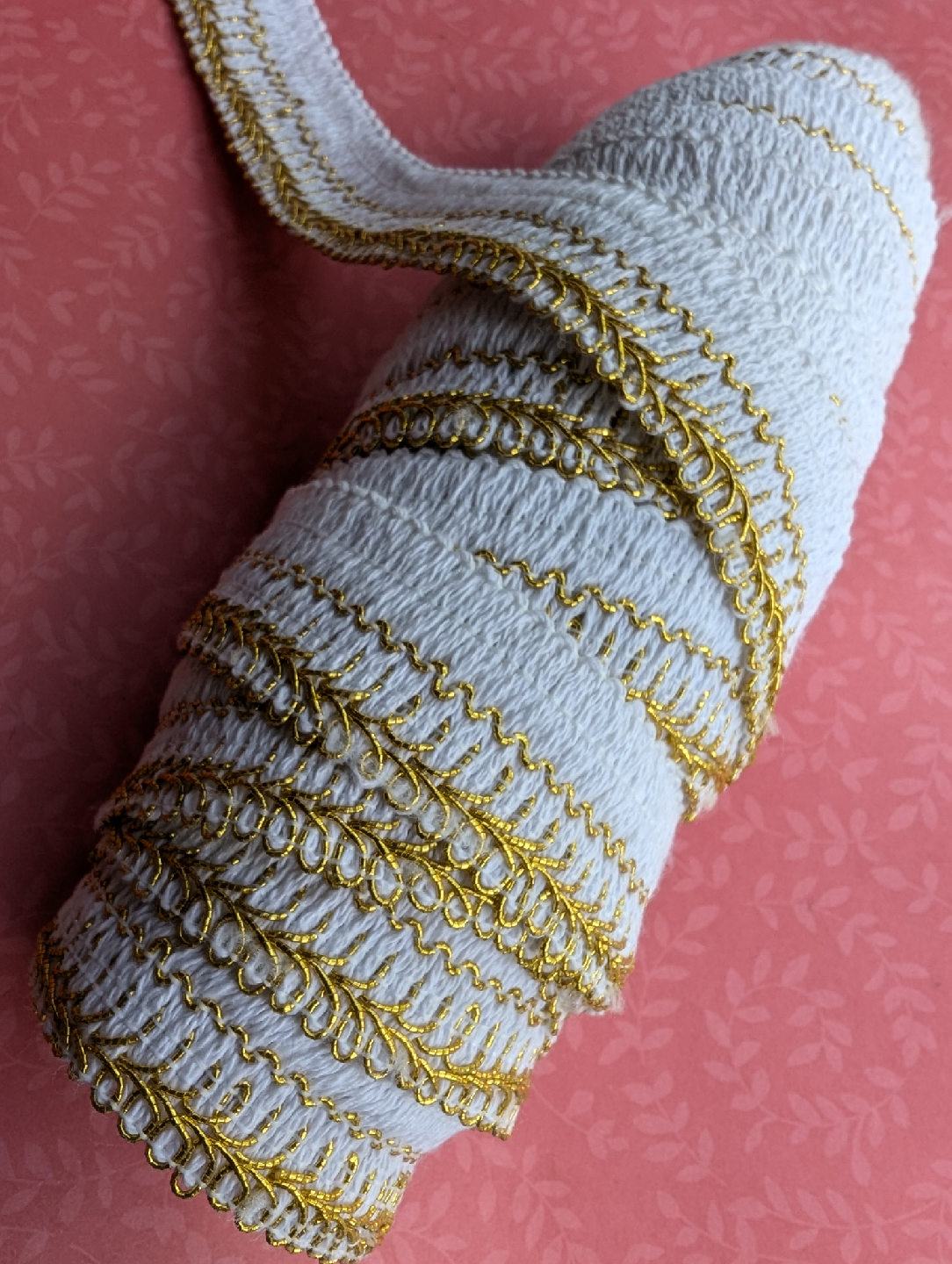 White & Gold Decorative Trim - 9 yards