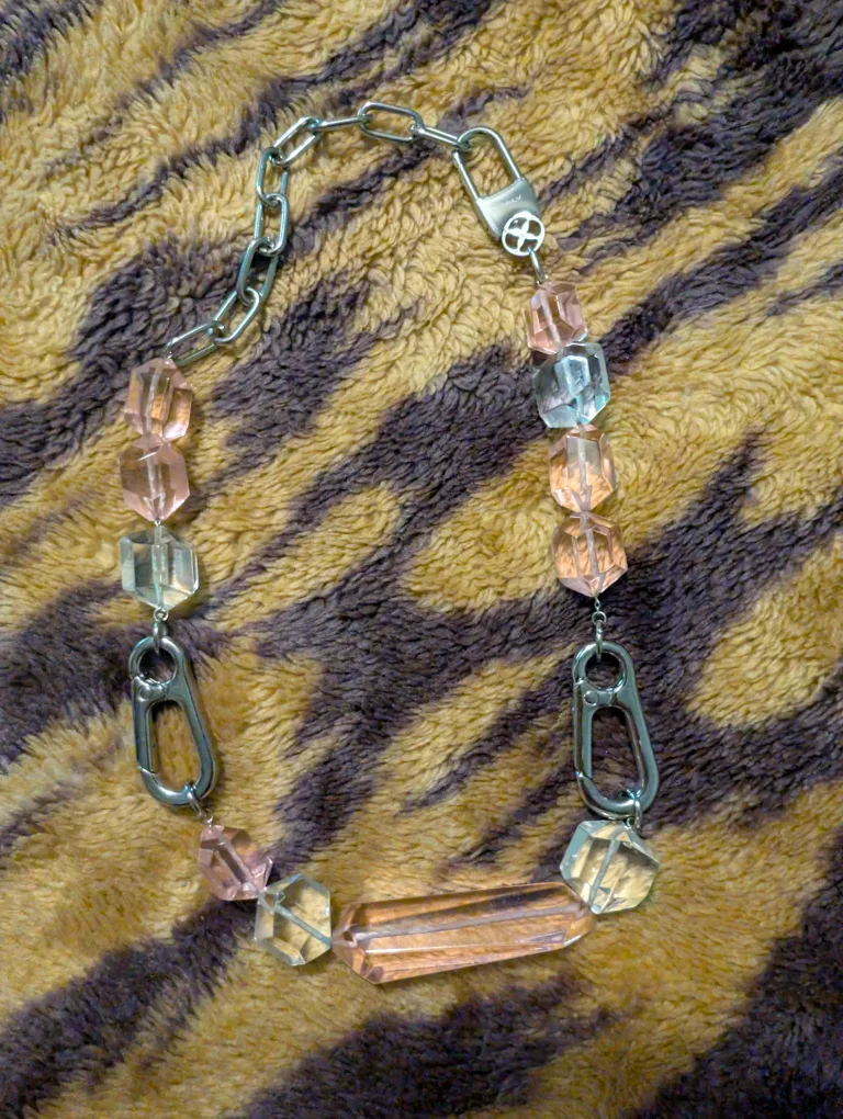 Vitaly Necklace with Pink and Clear Beads image indicator(2)