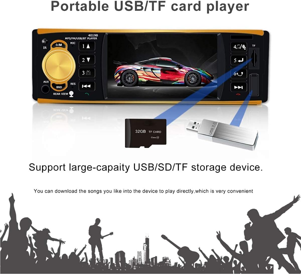 4.1 inch 1 Din Car Radio USB AUX FM Station Bluetooth - photo 3