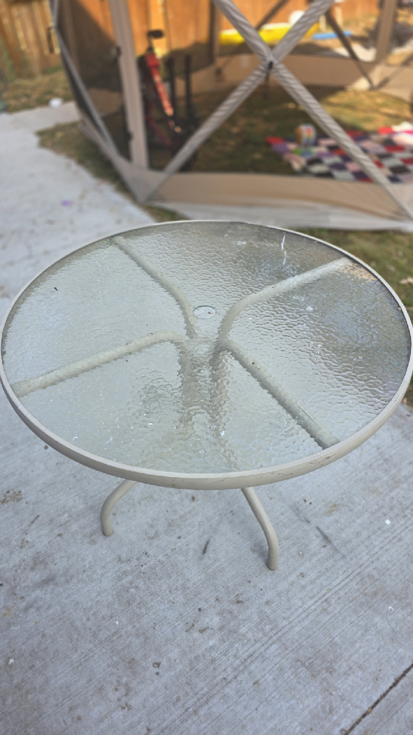 Round Glass Top Outdoor Table
