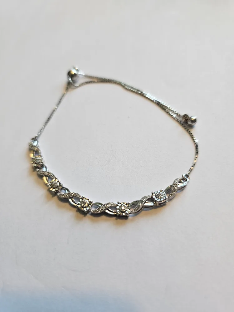 Silver Tone Diamond Bracelet 925 thumbnail