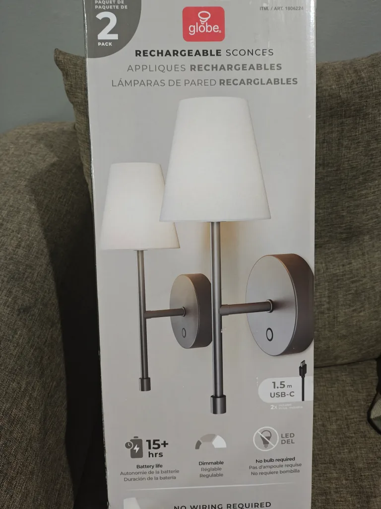 Globe Rechargeable Sconces - 2 Pack thumbnail