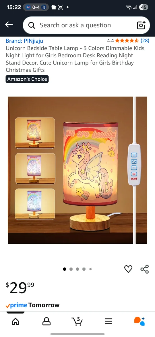 Unicorn Bedside Table Lamp - Kids Night Light thumbnail