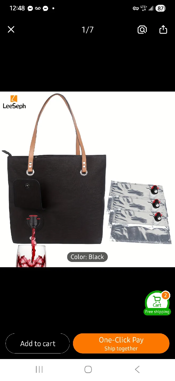 NEW Black Insulated Wine Tote Bag 👜 image indicator(3)
