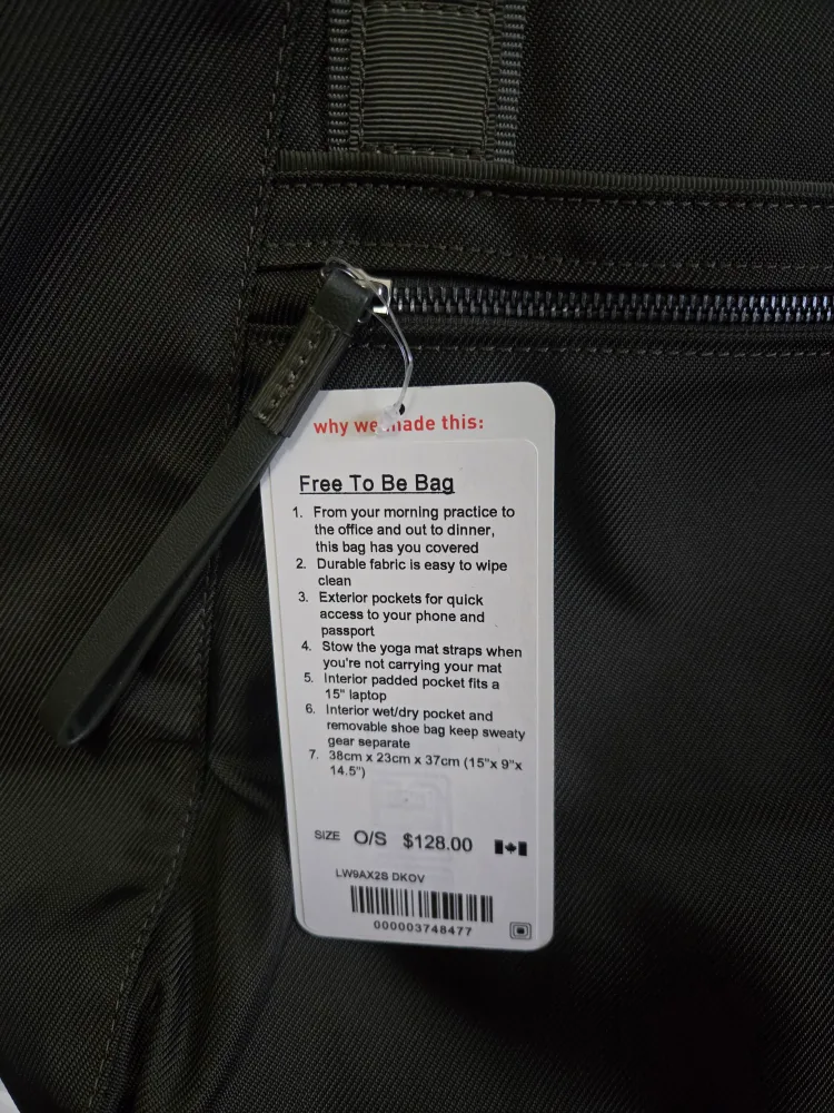 Lululemon Free to Be Bag - Olive Green - O/S image indicator(4)