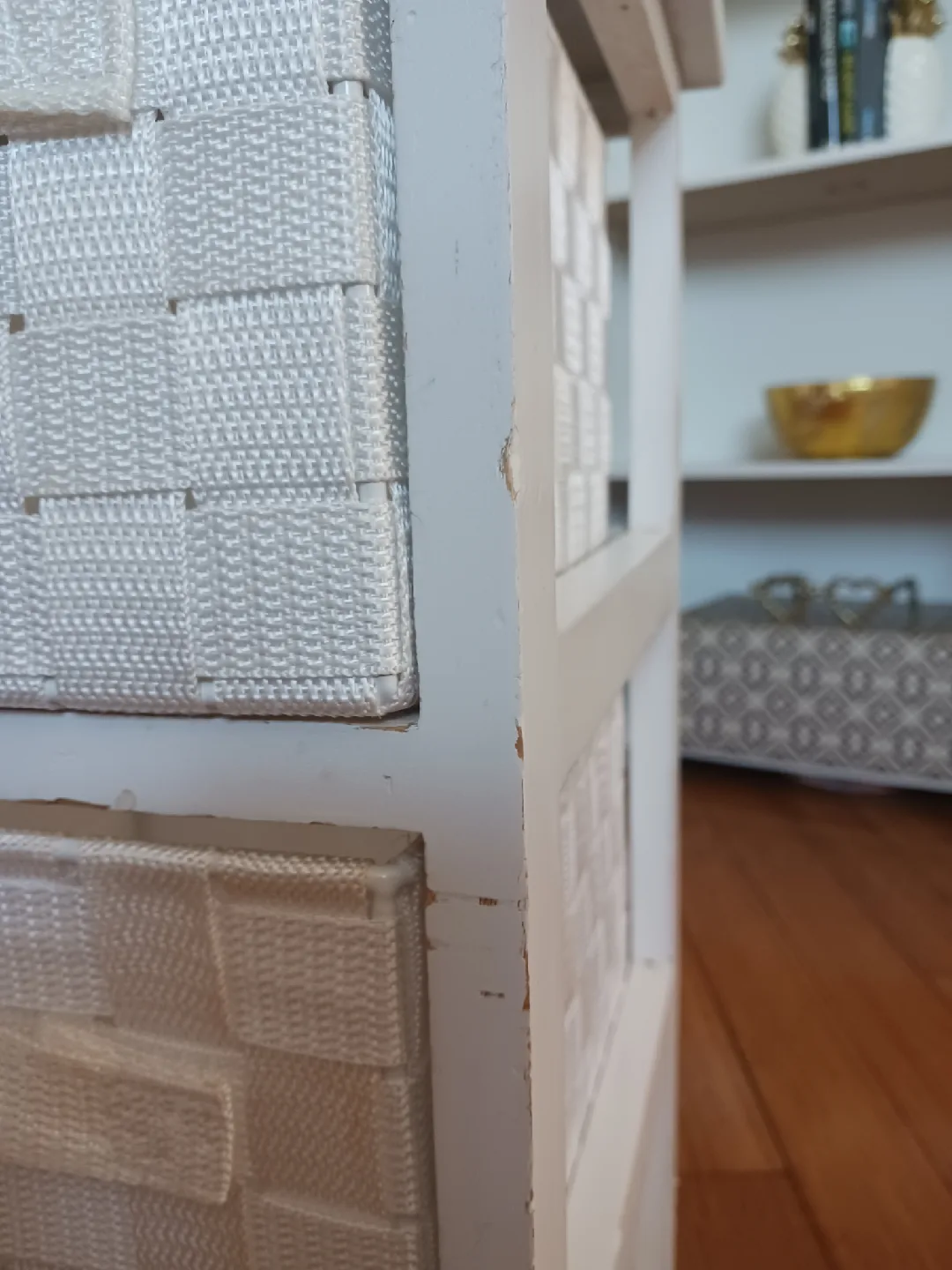 White Woven 3-Drawer Wood Storage Unit image indicator(7)