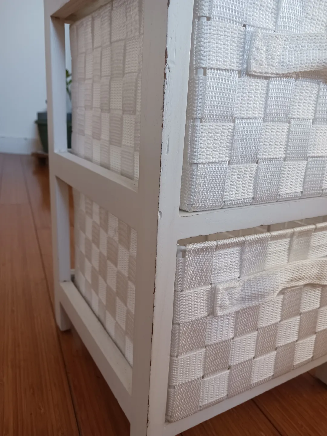 White Woven 3-Drawer Wood Storage Unit image indicator(9)