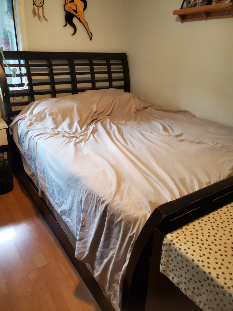 Dark Brown Queen Size Bed Frame - PICK UP ONLY