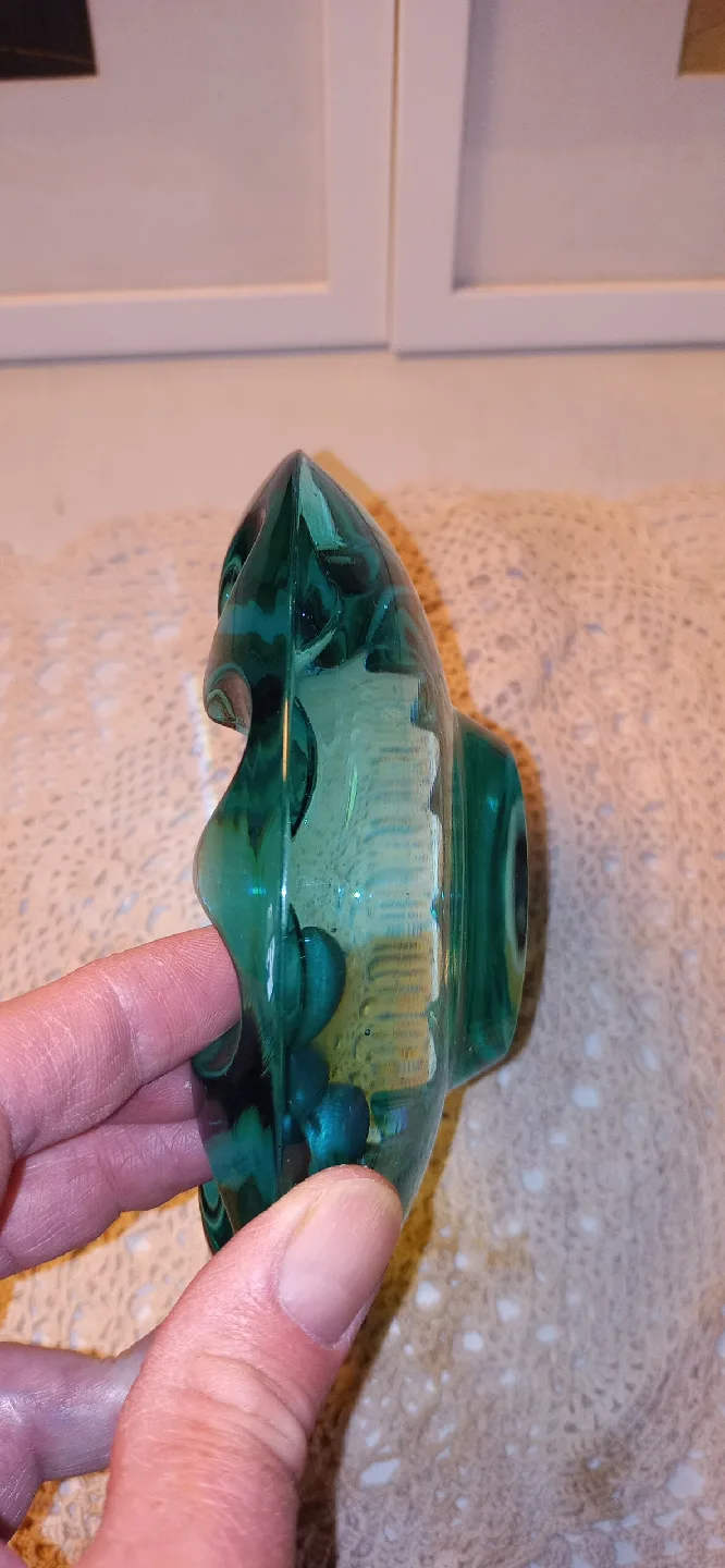 Vintage Czech Art Glass Ashtray, Turquoise image indicator(5)