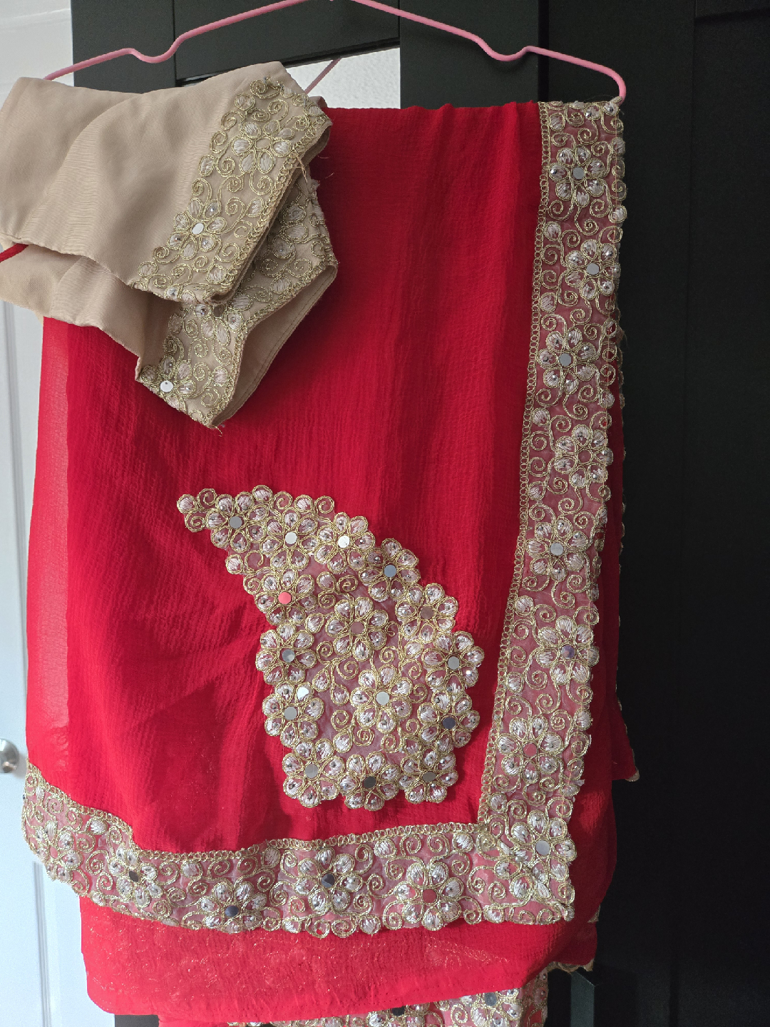 Red Indian Saree with Embellishments