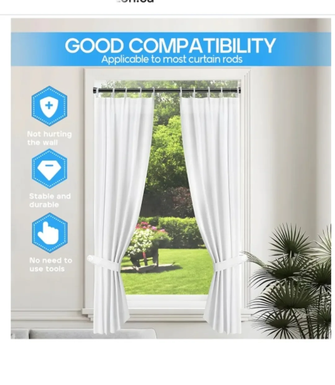 Black Extendable Curtain Rod - Good Compatibility image indicator(5)
