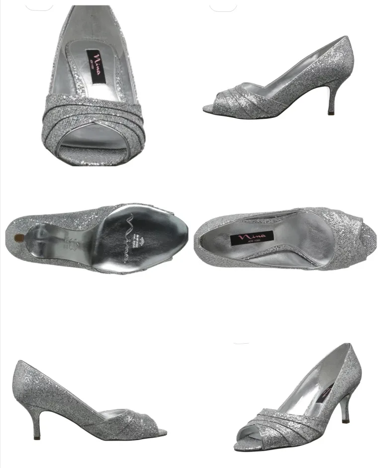 Nina New York Silver Glamour Heels - Size 7 thumbnail