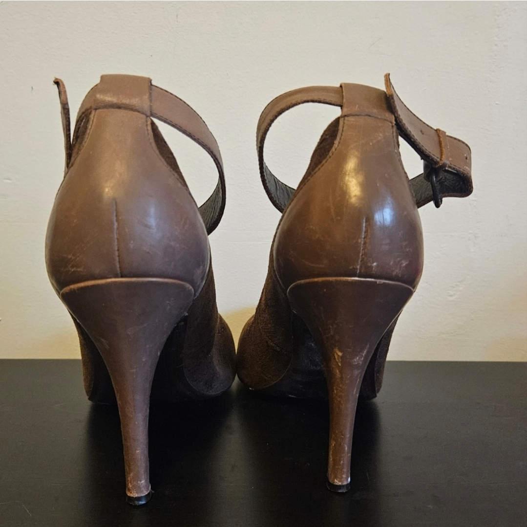 100% Cento Percento Brown Velvet Heels - Size 40 - photo 3