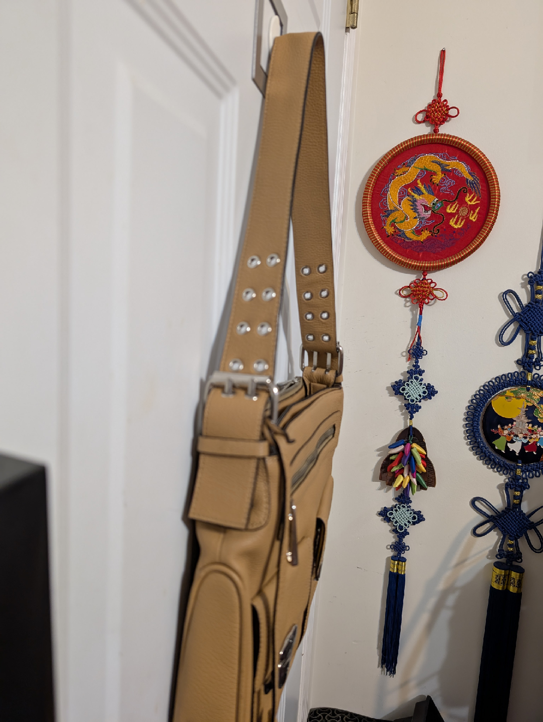 CNKW Beige Durable Leather Shoulder Bag (12"x9.5"x2") - photo 5