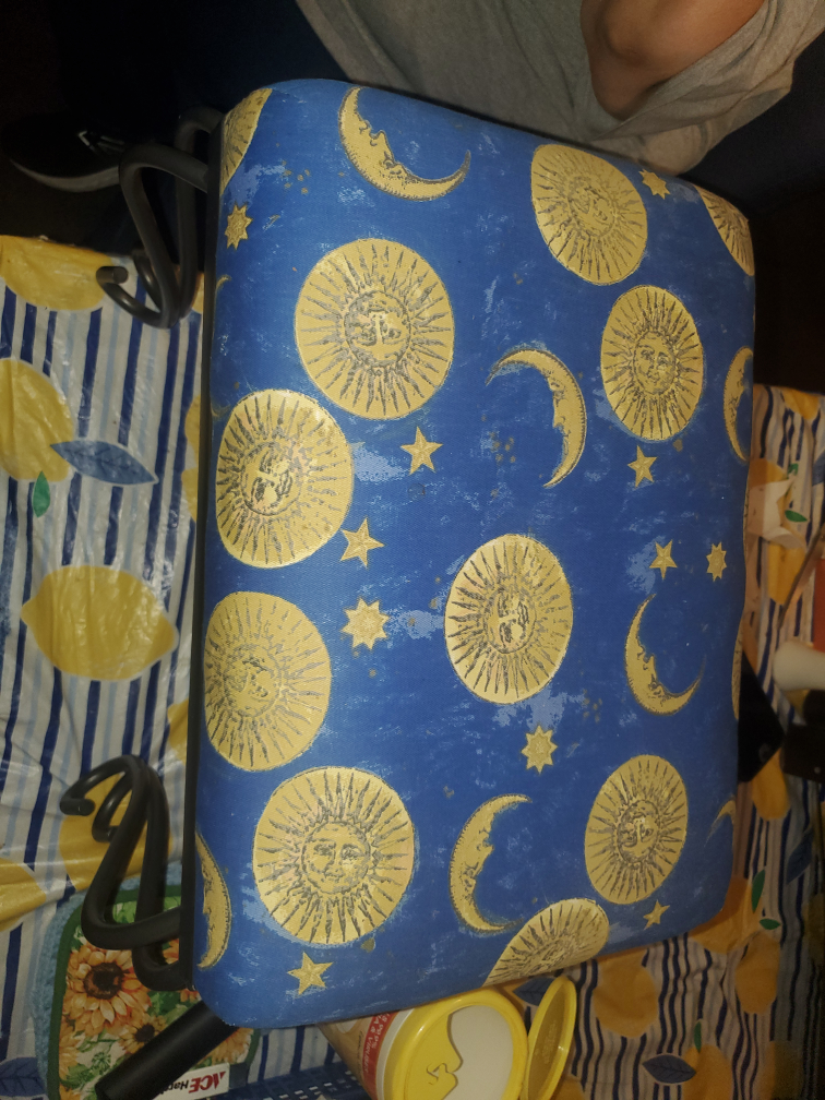 Blue and Gold Celestial Pattern Stool - photo 2