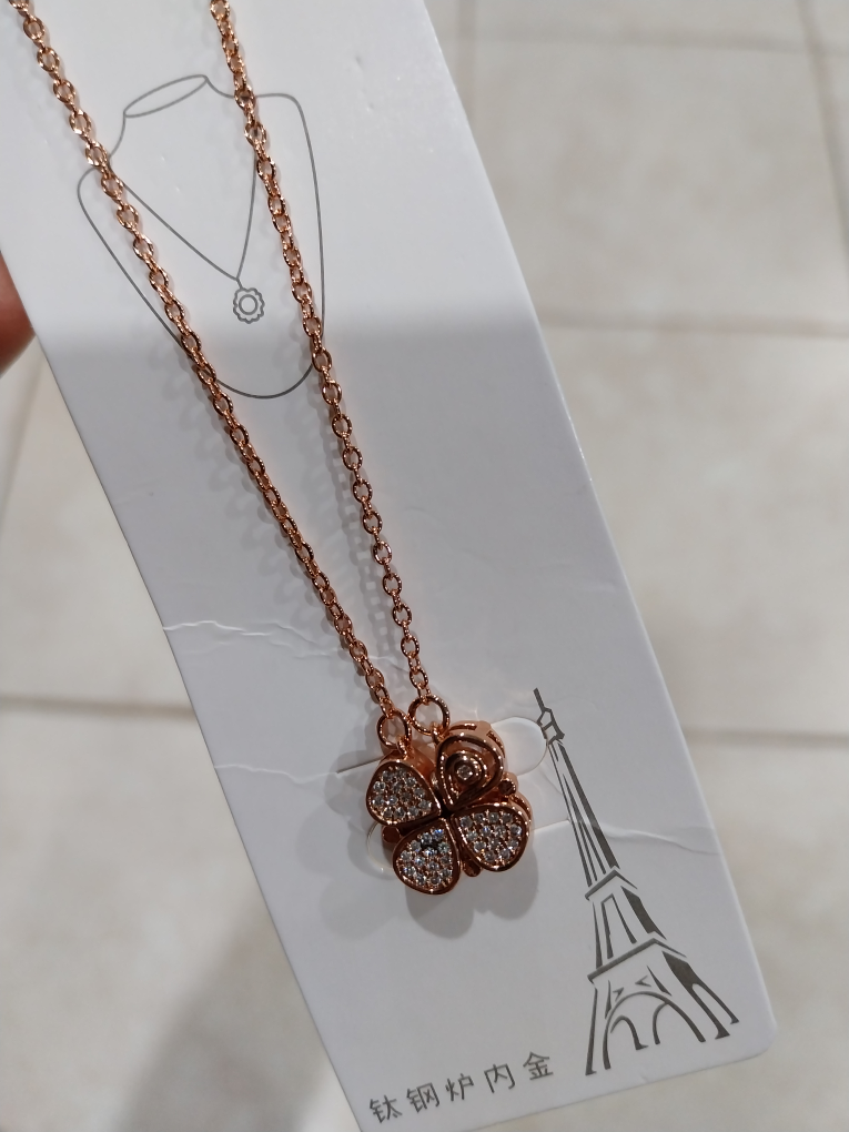 Stainless Steel Rose Gold Clover Necklace
