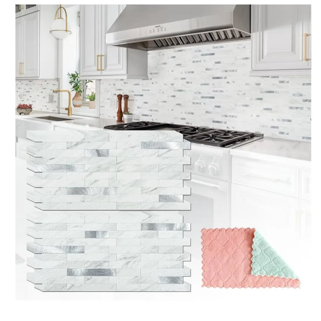 White Marble with Metal Silver Wall Tiles (20) image indicator(6)