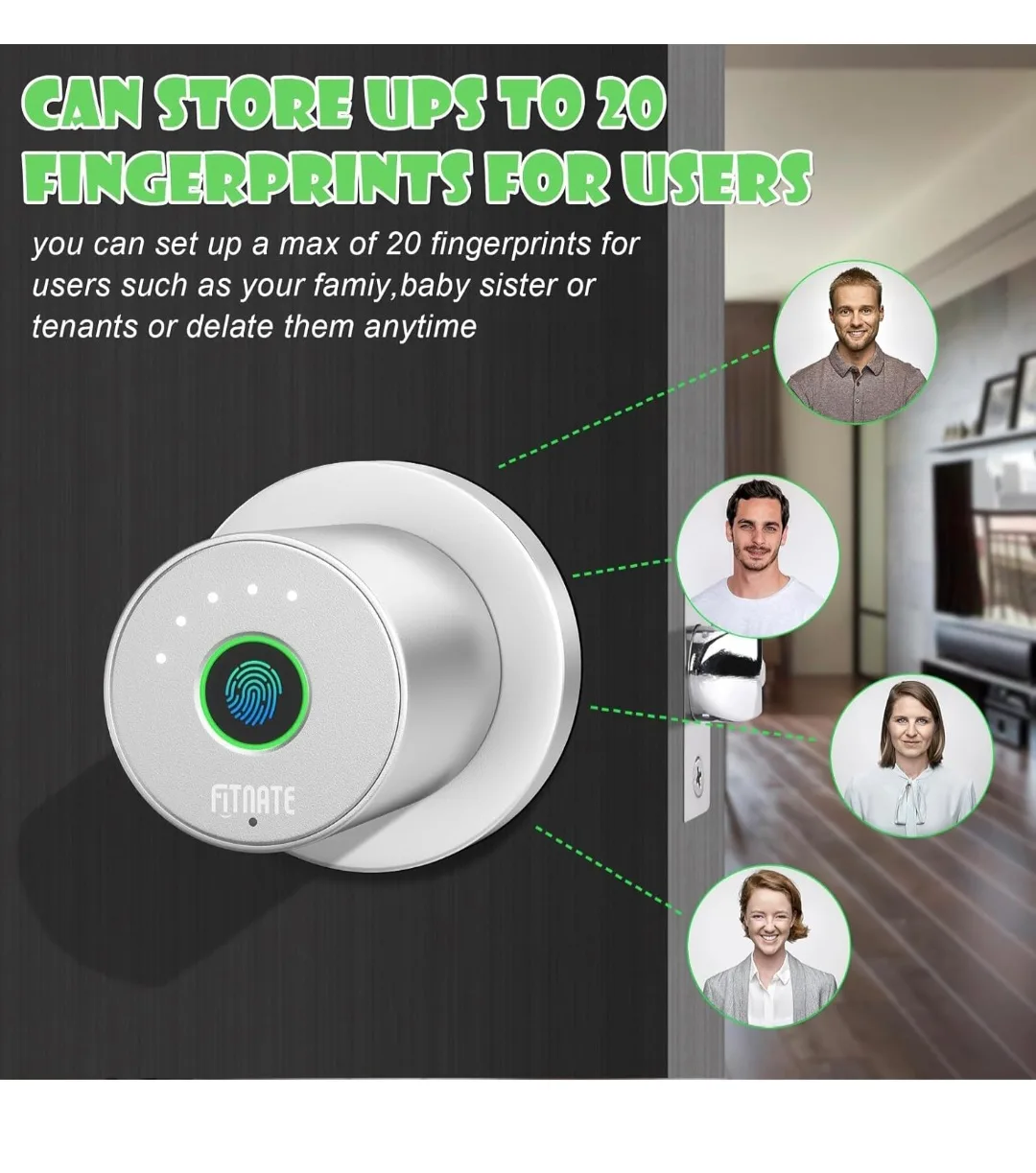 FITNATE Fingerprint Door Smart Lock - Brand New! image indicator(5)