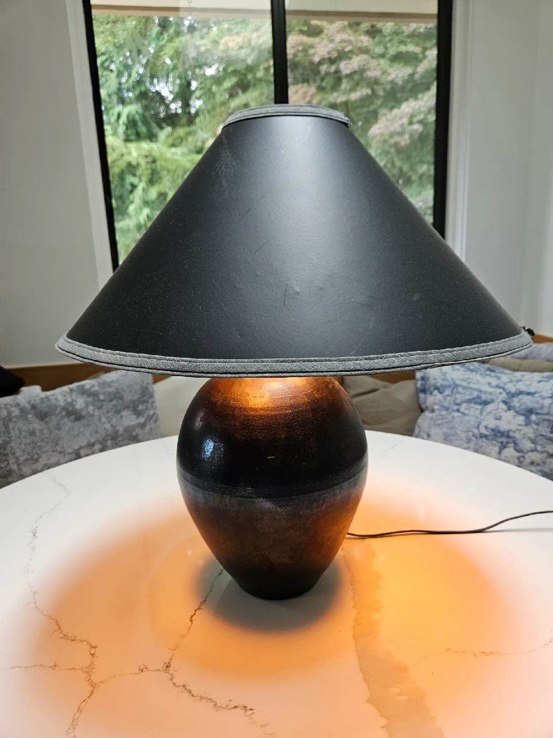 Vintage Large MCM Ceramic Table Lamp Signed thumbnail