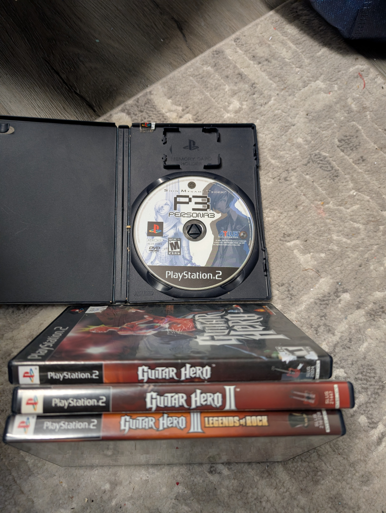 PS2 Games: Persona 3, Guitar Hero 1, 2, Legends of Rock