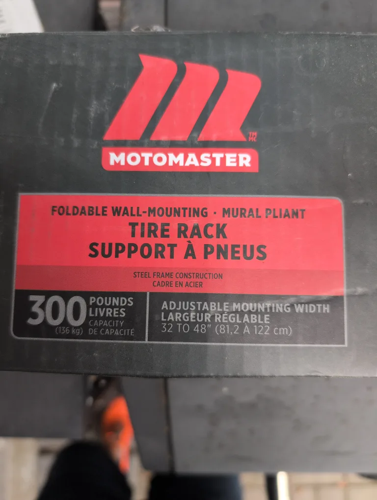Motomaster Foldable Wall-Mounting Tire Rack - New in Box
