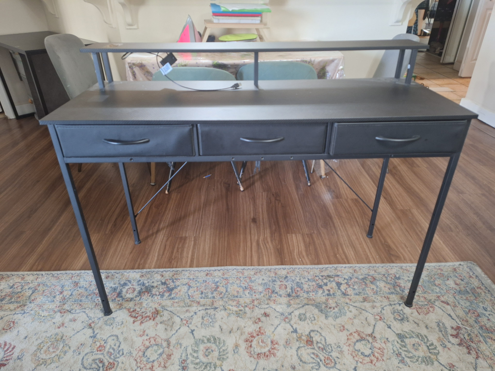 Black Gaming Desk with Shelves & Drawers & Lights - photo 3