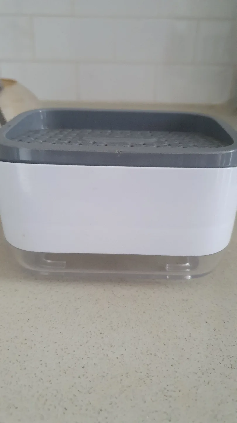 White & Grey Soap Dispensing Sponge Holder image indicator(2)