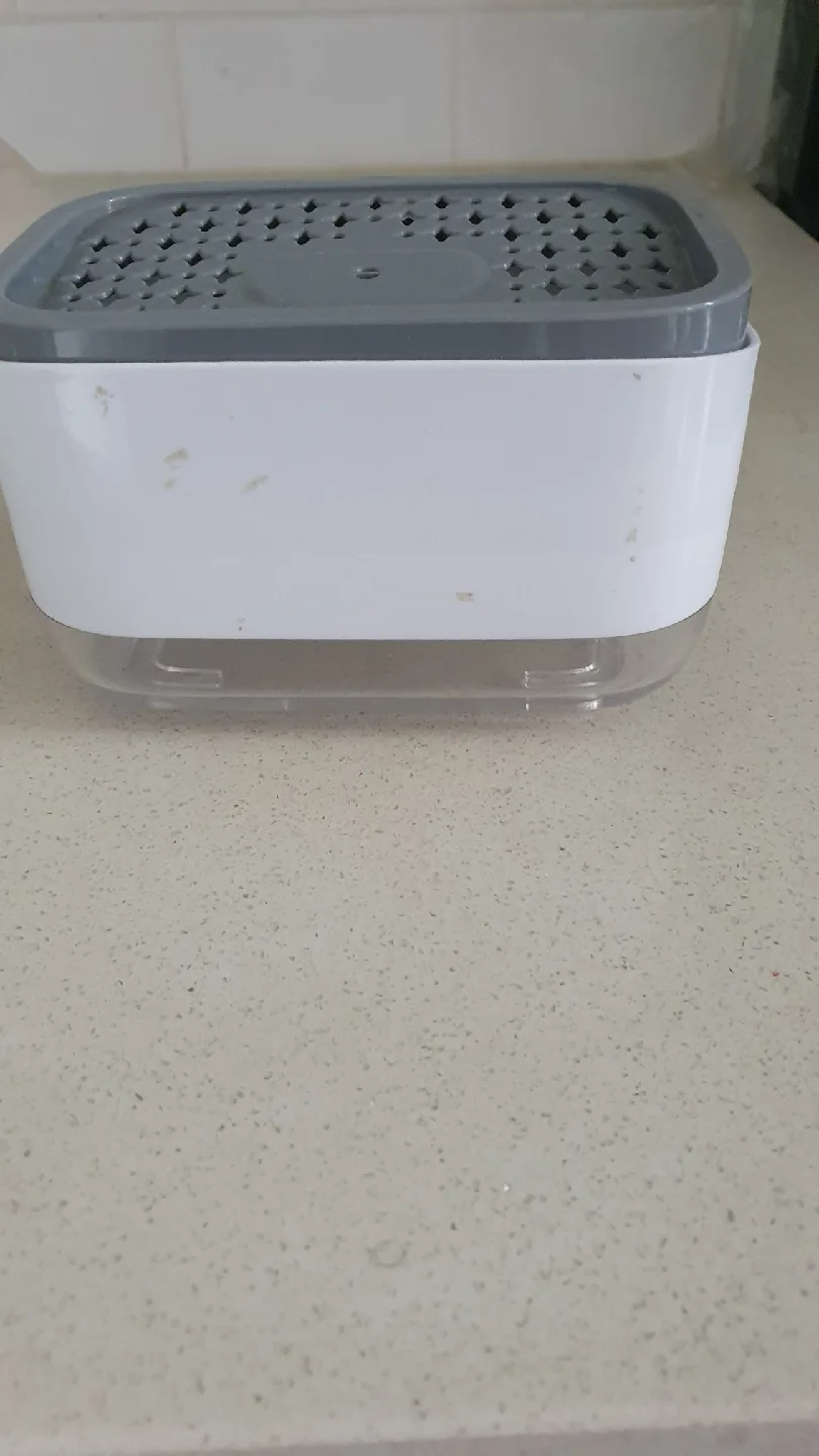 White & Grey Soap Dispensing Sponge Holder image indicator(4)