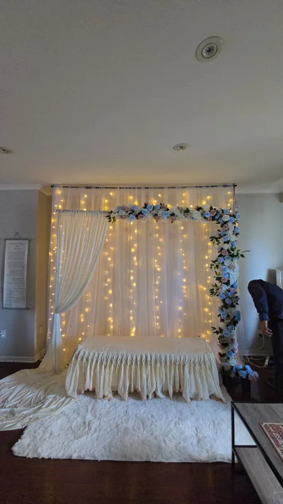 Wedding Floral Backdrop with Lights image indicator(2)