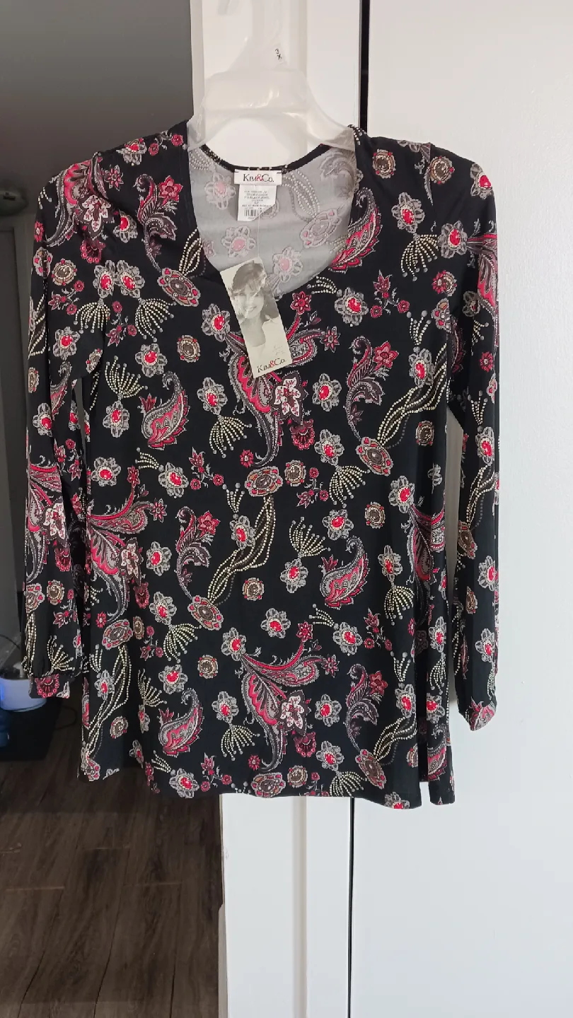 Kim & Co. Floral Paisley Print Top - Size XL thumbnail