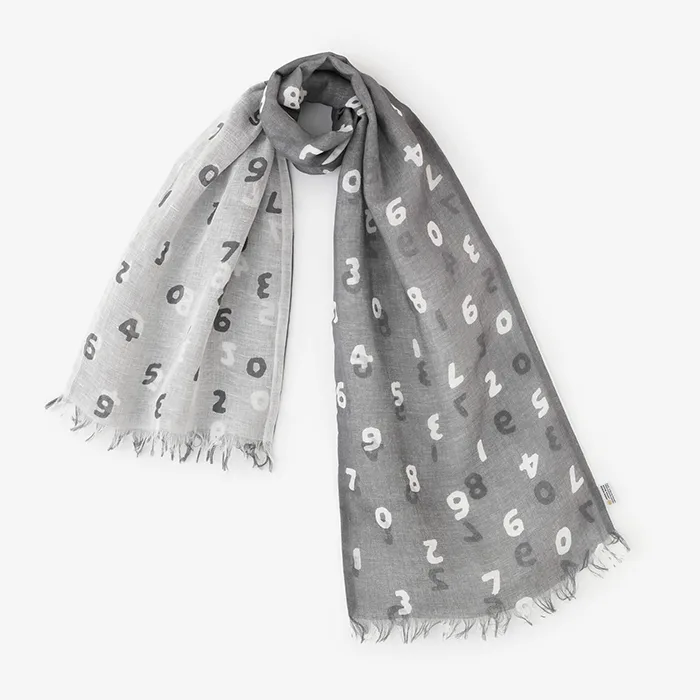 Linen/Cotton Scarf BRAND NEW with Tag: Grey/White Reversible thumbnail