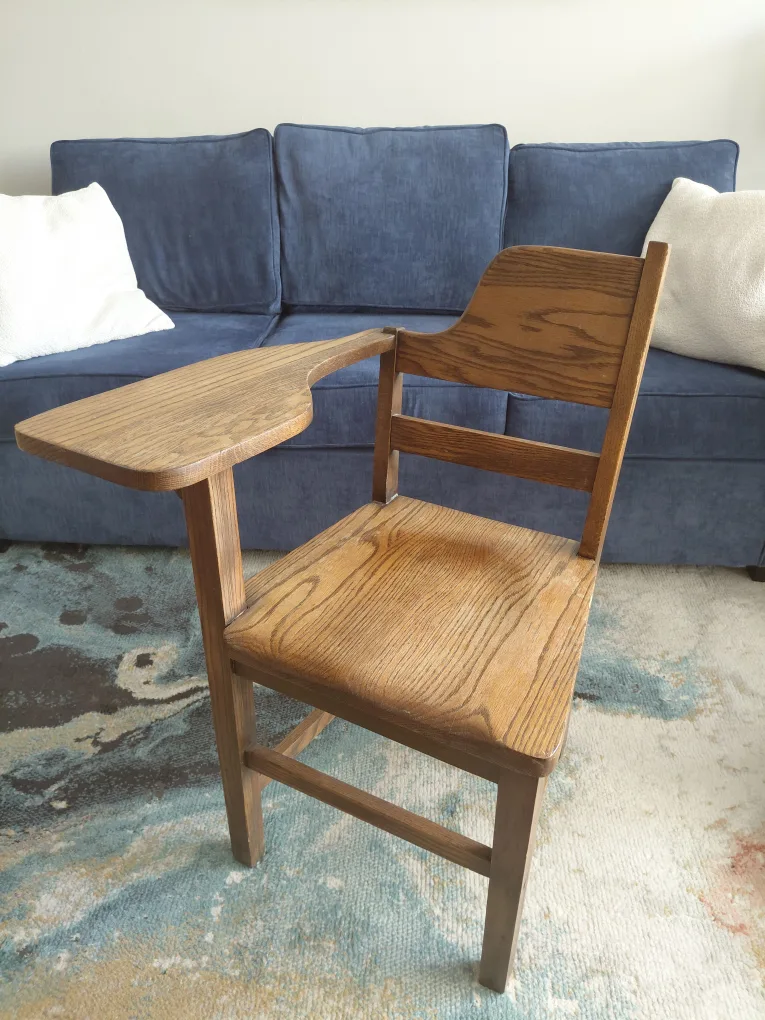 Vintage School Desk/Lecture Chair - Solid Wood thumbnail