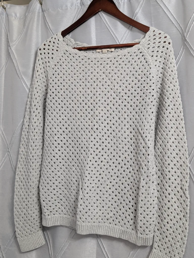 Loft Grey Knit Sweater - Size M thumbnail