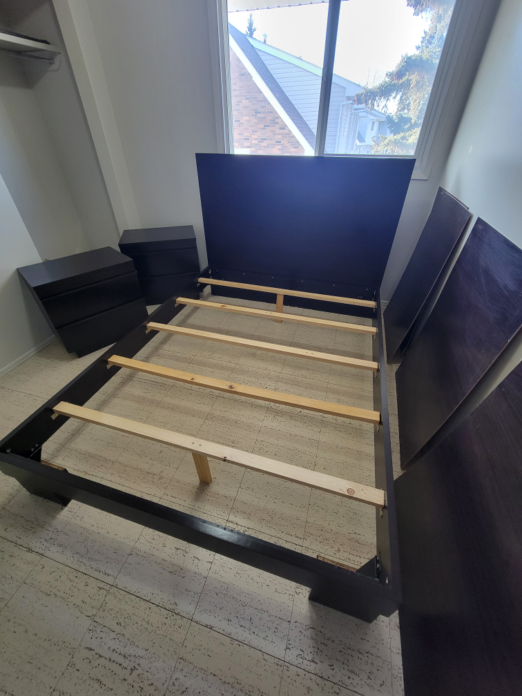 Dark Brown Wood Full/Double Size Bed Frame with Nightstands - photo 4