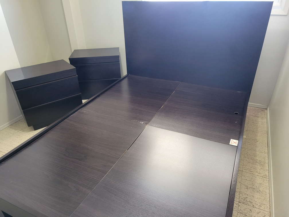 Dark Brown Wood Full/Double Size Bed Frame with Nightstands - photo 5