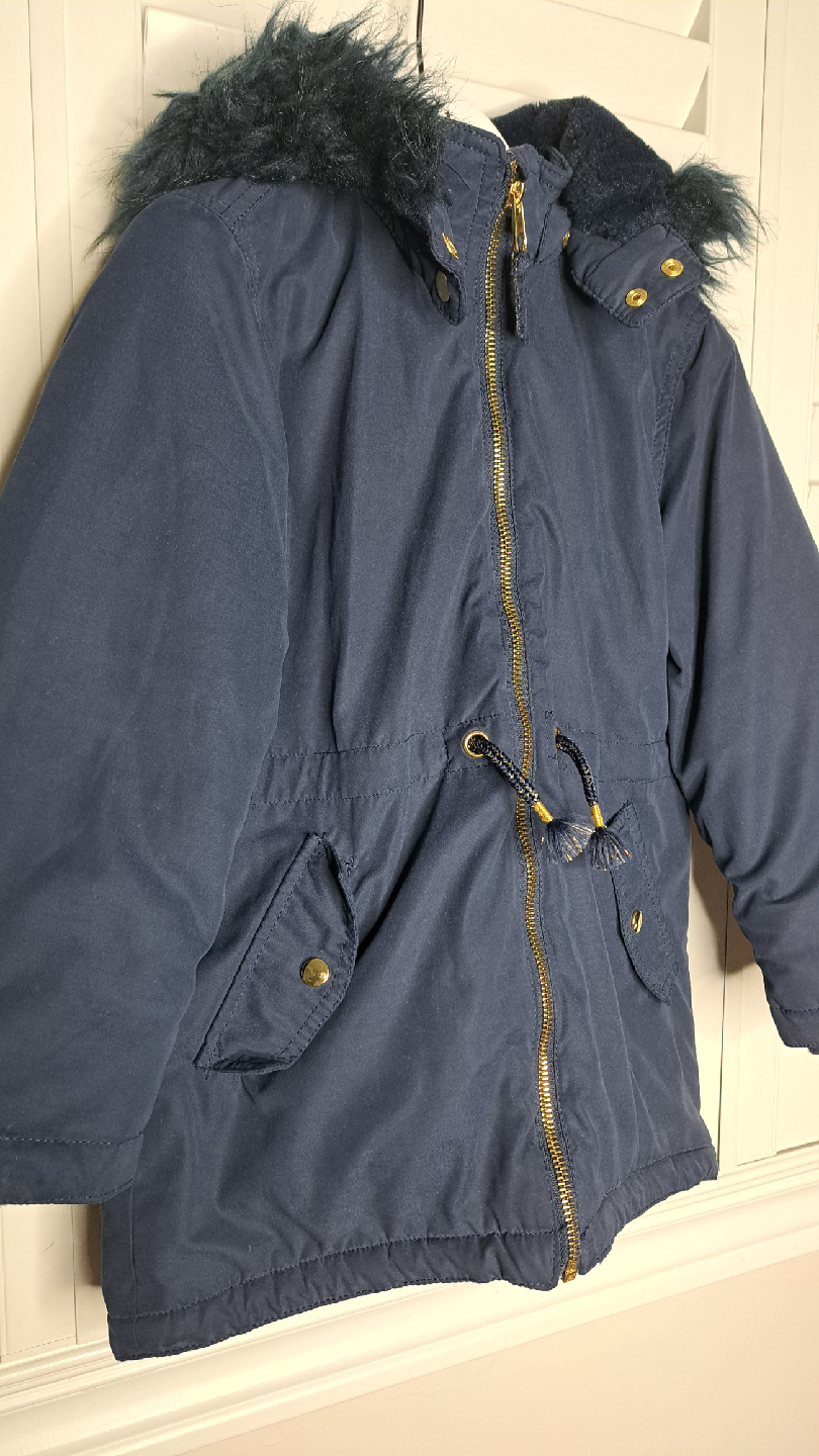 H&M Navy Blue Winter Parka with Fur Hood - photo 2
