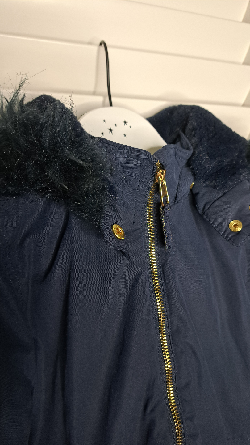 H&M Navy Blue Winter Parka with Fur Hood - photo 4