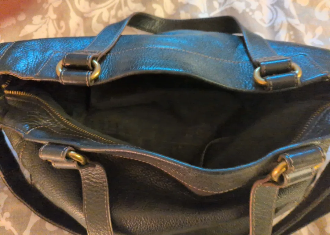 Fossil Black Leather Tote Bag image indicator(6)