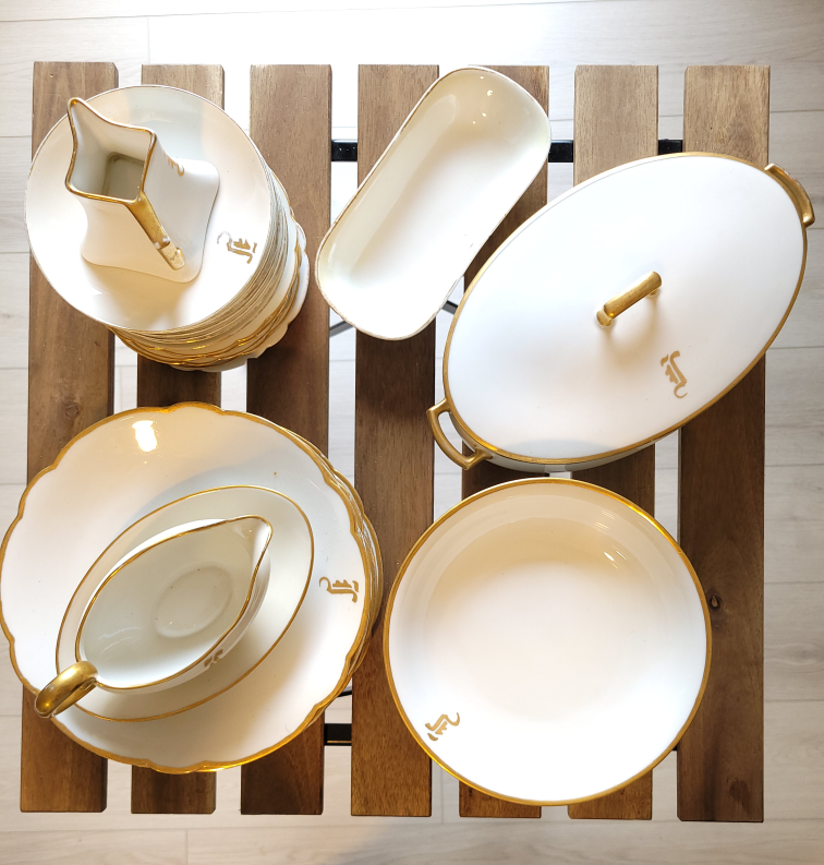 Vintage White & Gold China Set
