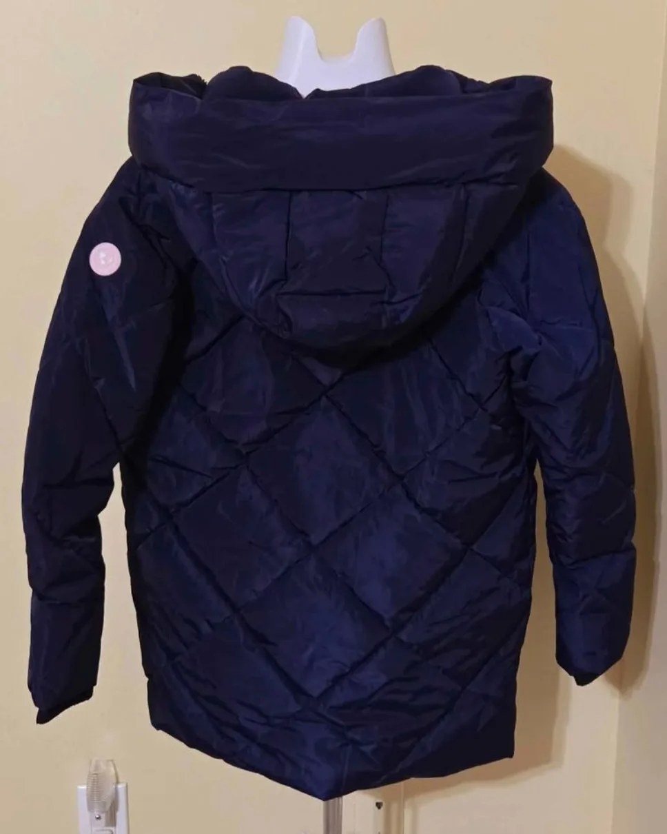 Justice Girls' Navy Blue Puffer Jacket image indicator(2)