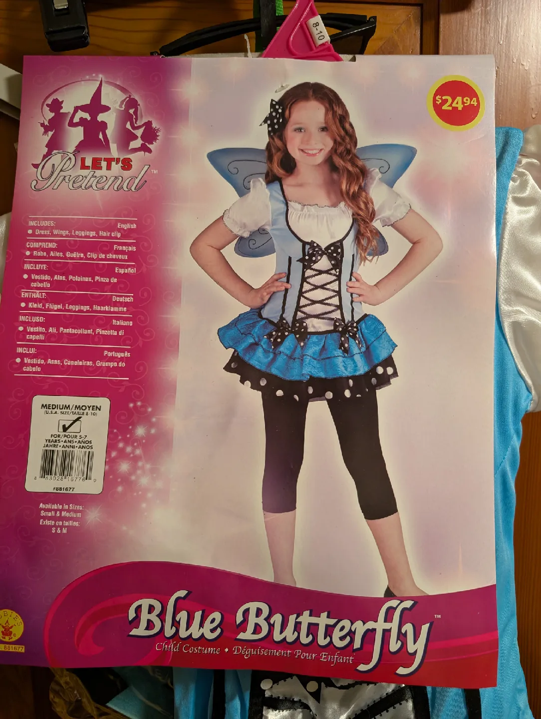 Let's Pretend Blue Butterfly Costume - Size Medium thumbnail