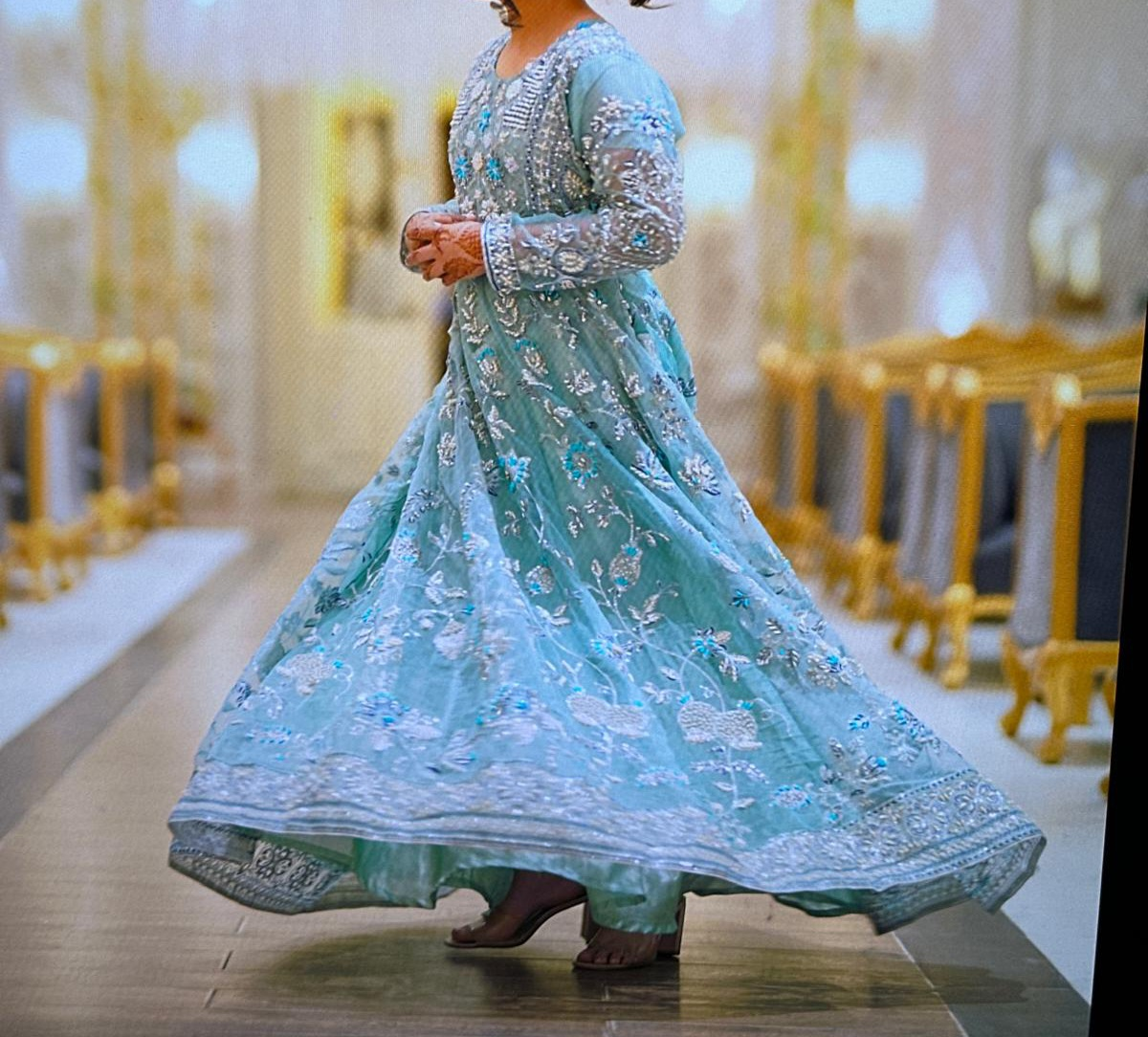 Blue Embroidered Anarkali Dress - photo 4