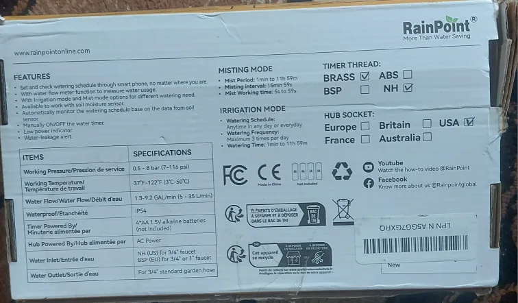 RAINPOINT Sprinkler Timer WiFi Water Timer image indicator(5)