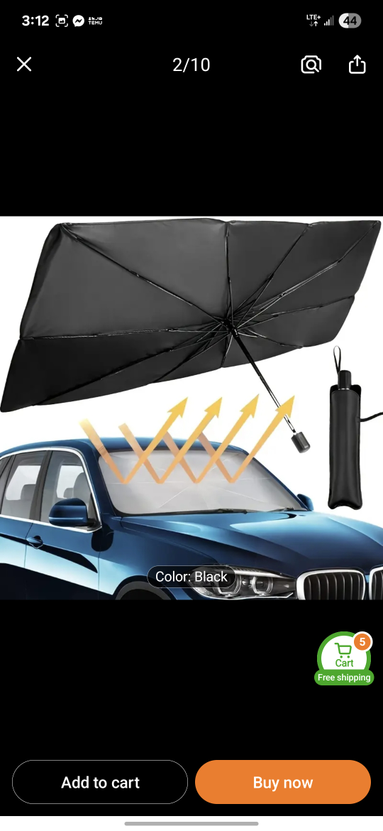 Black Car Windshield Sun Shade Umbrella - photo 2